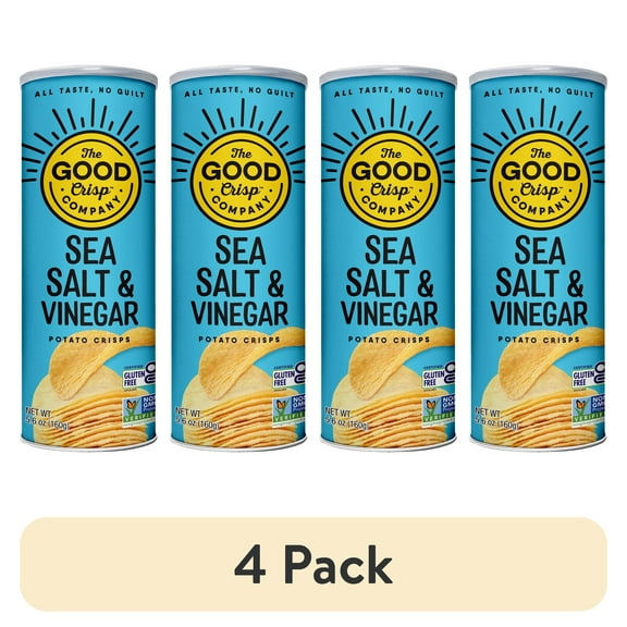 (4 pack) The Good Crisp Company Gluten Free Sea Salt and Vinegar Snack Chips, 5.6 oz