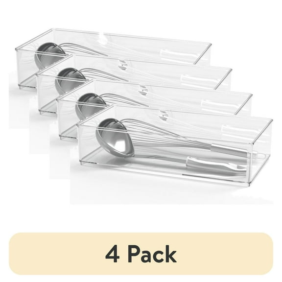 (4 pack) The Home Edit Wide XL Drawer Insert Cabinet Organizer, Clear, 12.5" x 6.25" x 2.95"