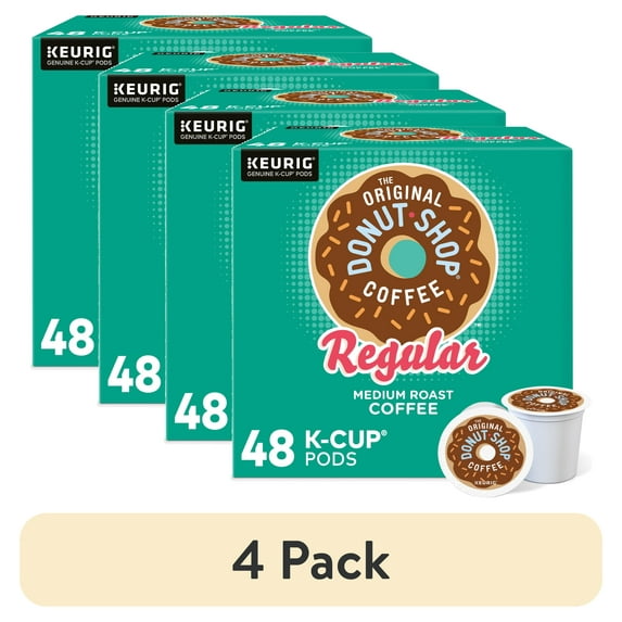 (4 pack) The Original Donut Shop, Regular Medium Roast K-Cup Coffee Pods, 48 Count