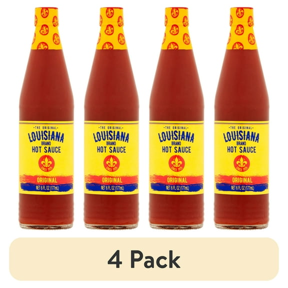 (4 pack) The Original Louisiana Brand Hot Sauce, Original, 6 fl oz Bottle