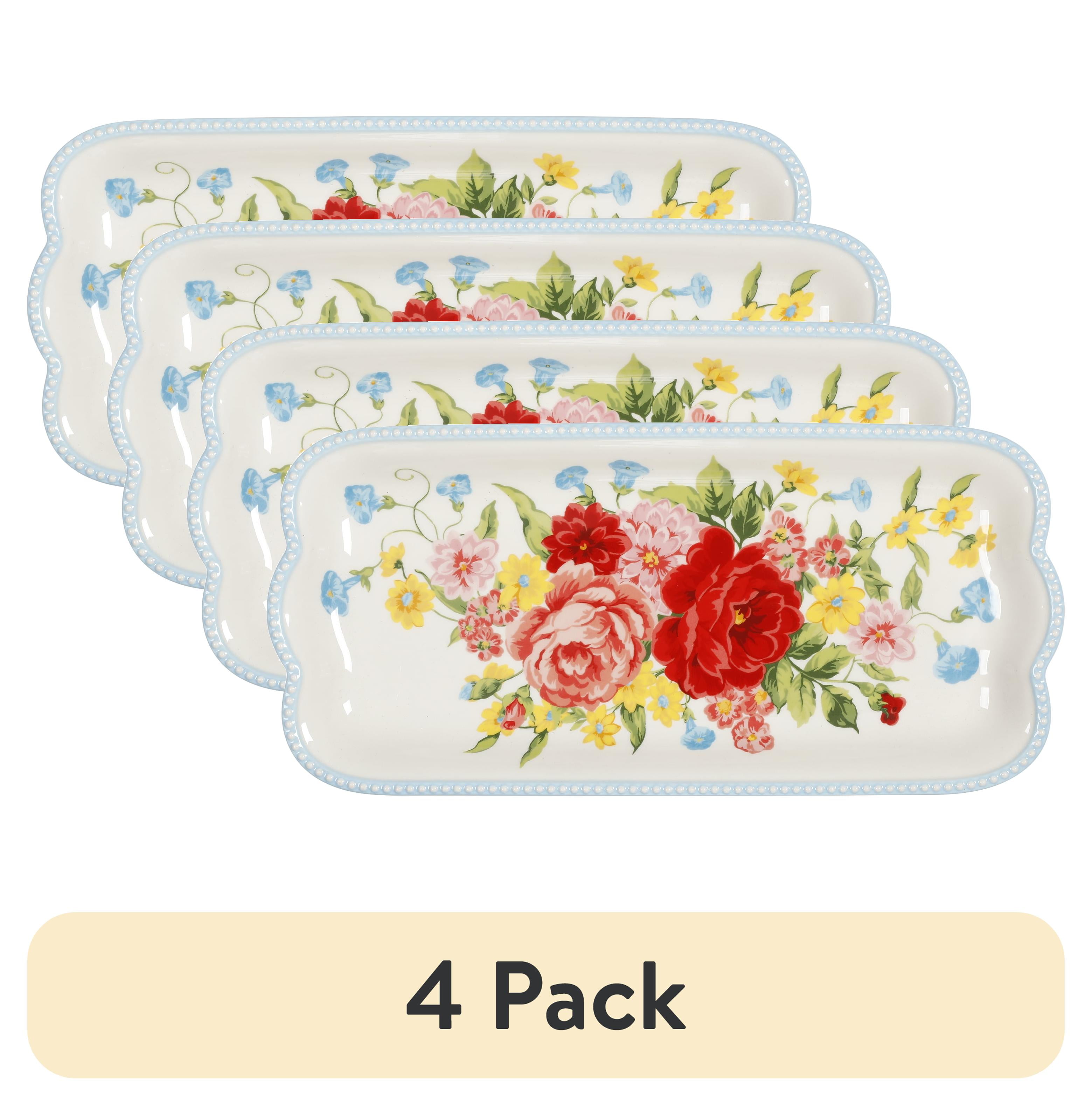 (4 pack) Pioneer Woman Sweet Rose Tray