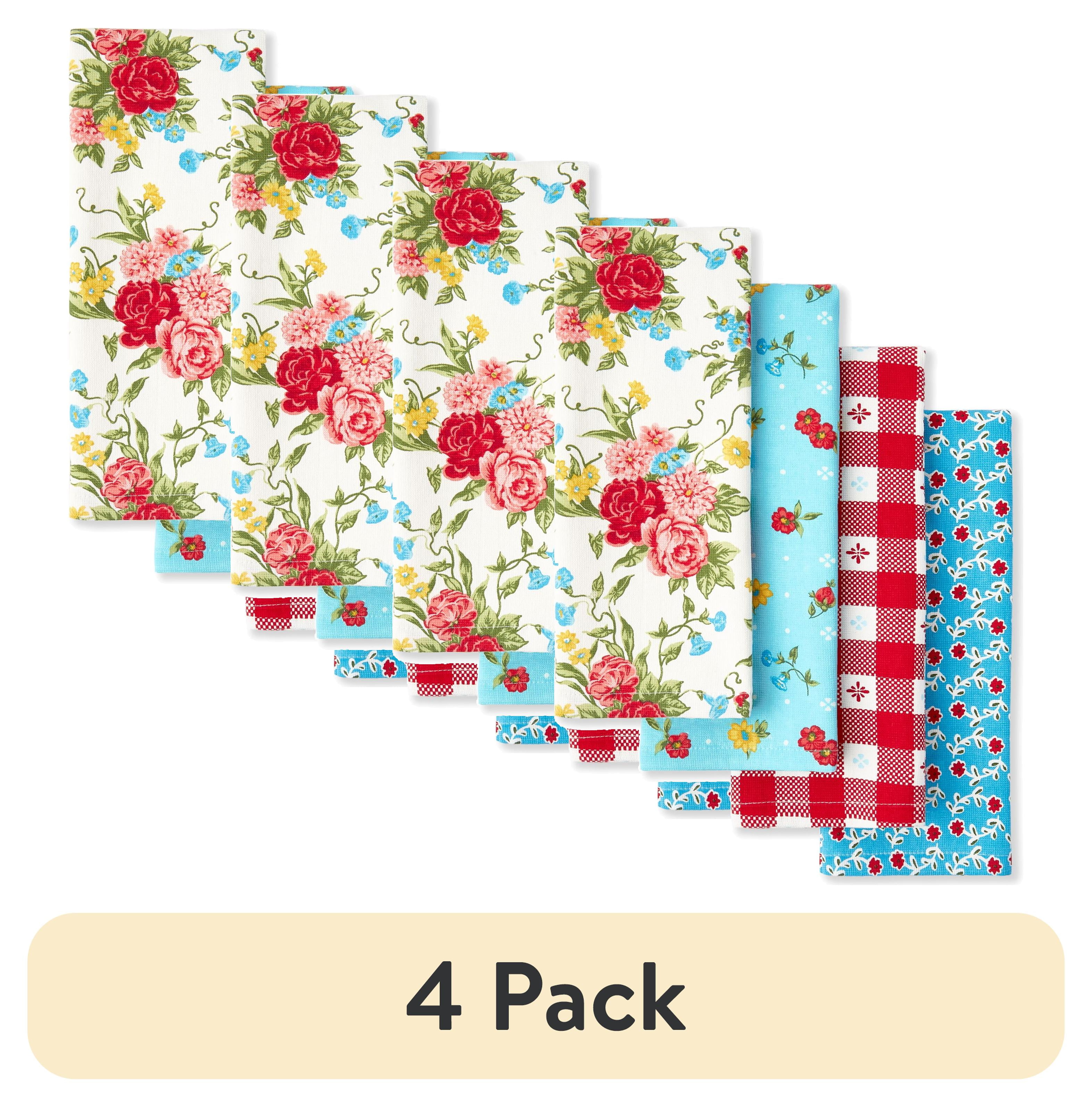 (4 pack) The Pioneer Woman Sweet Rose Kitchen Towel Set, Multicolor, 16"W x 28"L, 4 Piece