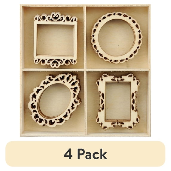 (4 pack) Themed Mini Wooden Flourishes 20/Pkg-Frames