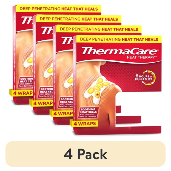 (4 pack) ThermaCare Joint Pain Therapy Heat Wraps, 4 Count, Pain Relief Patches