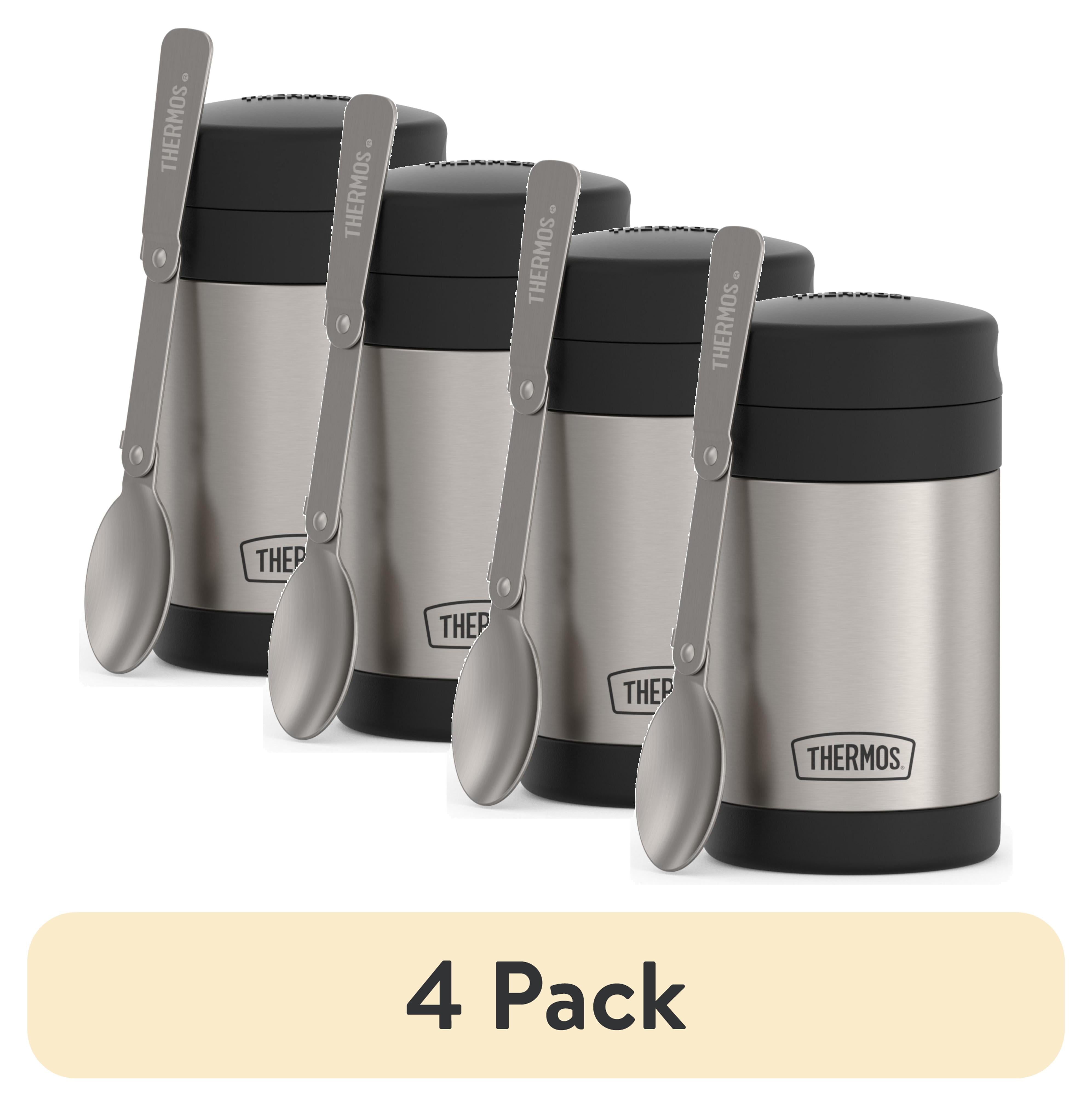 (4 pack) Thermos 16oz Insulated Food Jar with Folding Spoon, Stainless Steel