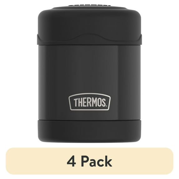 (4 pack) Thermos Vacuum Insulated Food Jar, Matte Black, 10oz