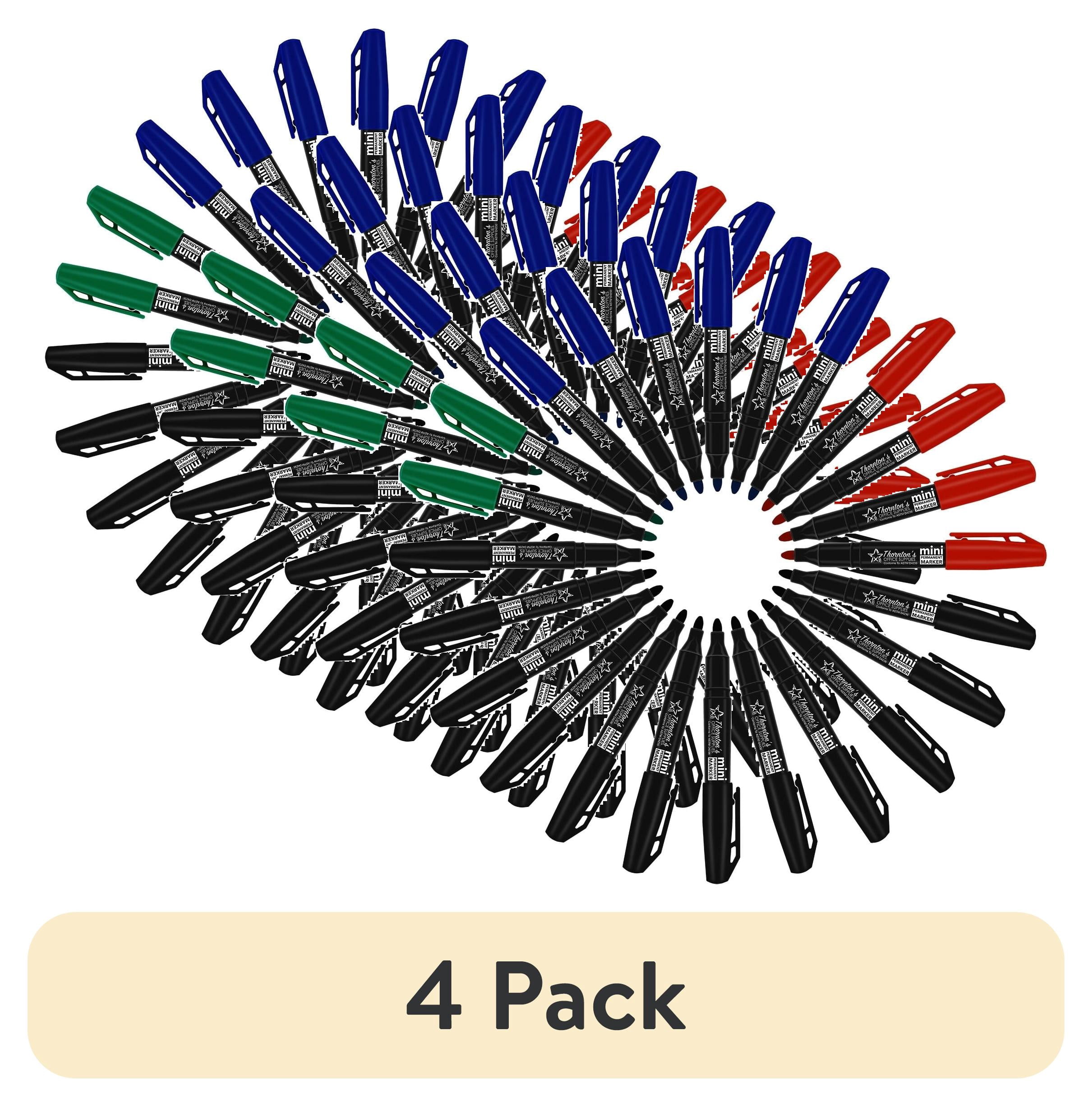 (4 pack) Thornton's Office Supplies Mini Permanent Markers, 1.0mm, 24-Count