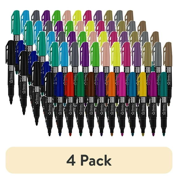 (4 pack) Thornton's Office Supplies Mini Permanent Markers, 1.0mm, 24-Count