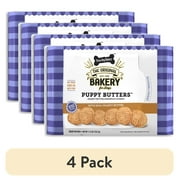 (4 pack) Three Dog Bakery Puppy Butters, Peanut Butter Dog Sandwich Cookies, 11.8 oz