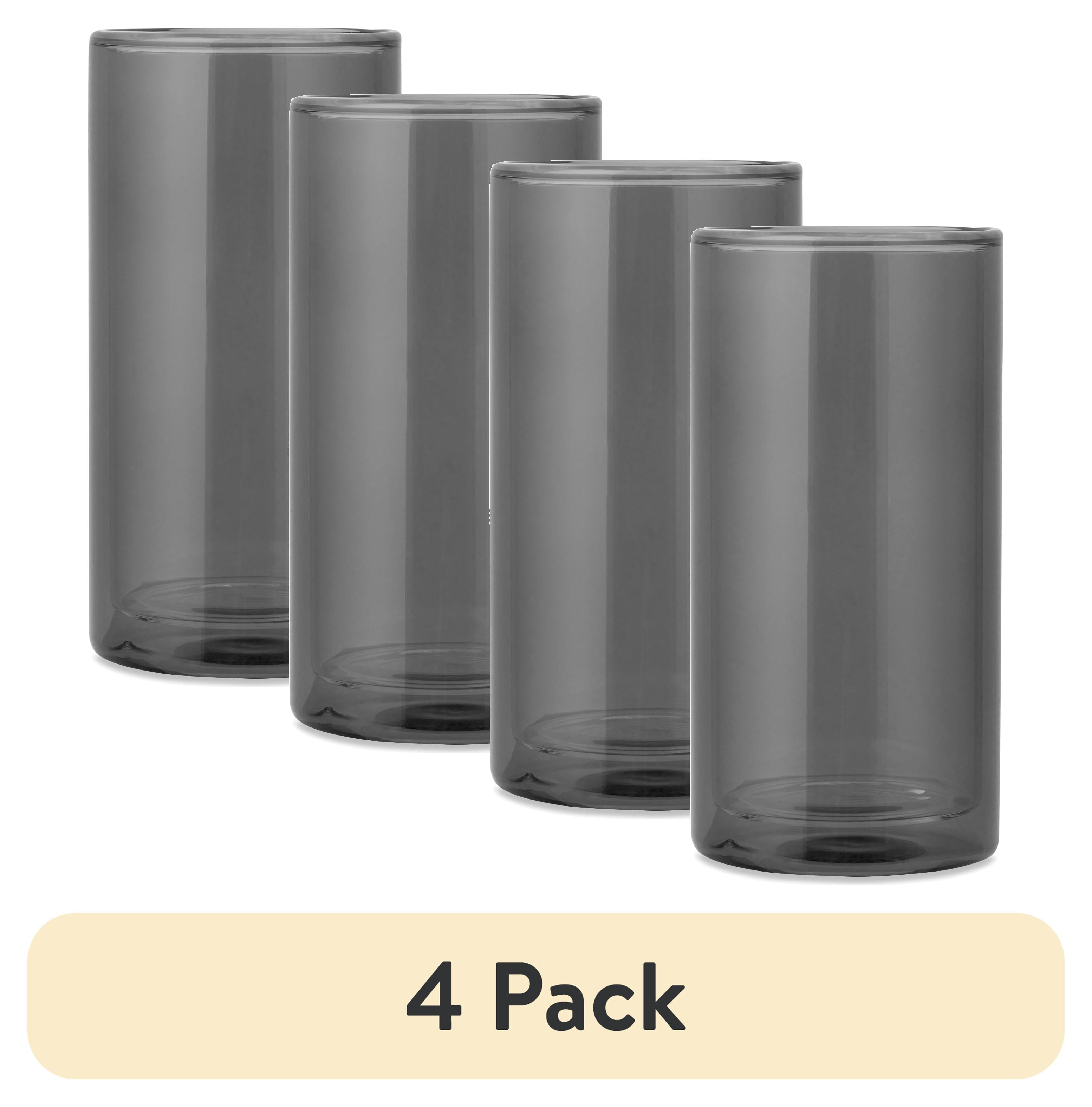 (4 pack) Thyme & Table 16 fl oz Double Wall Drinking Glass, Black - Walmart.com