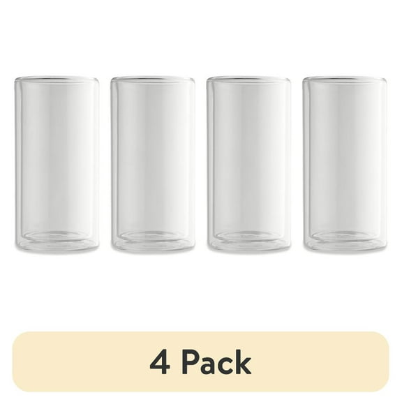 (4 pack) Thyme & Table 4-Piece 16oz Clear Double Wall Glass Set