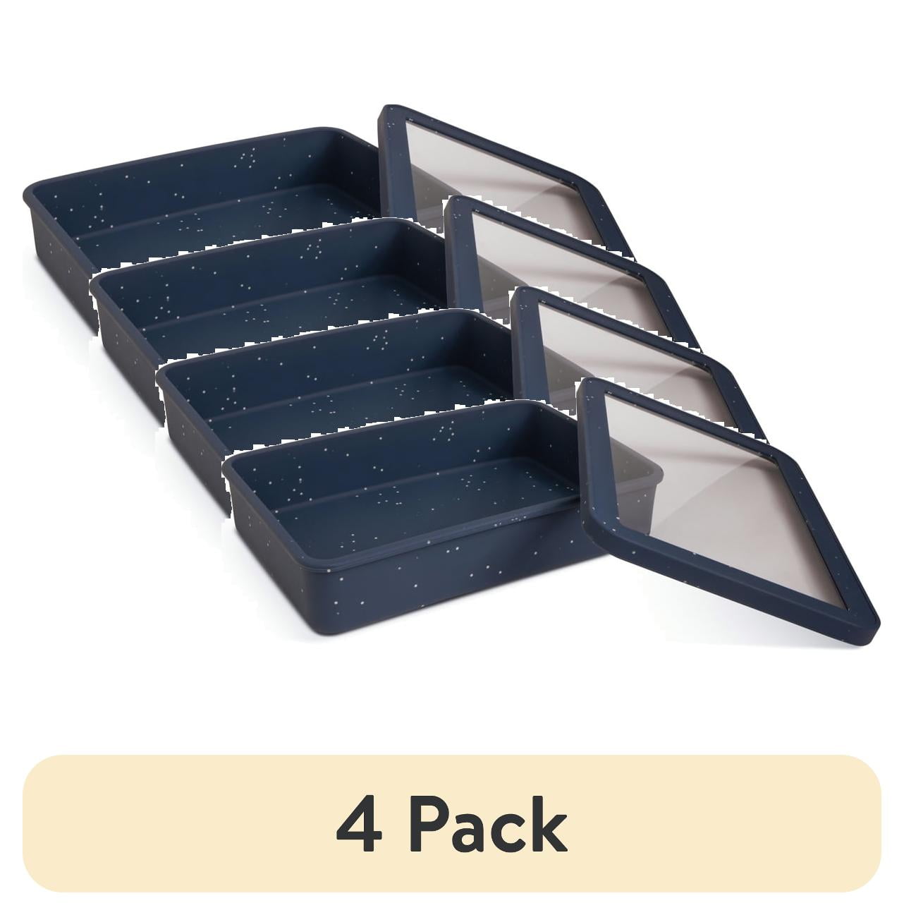 (4 pack) Thyme & Table 9" x 13" Silicone Baking Dish & Lid Set - Atlantic Blue