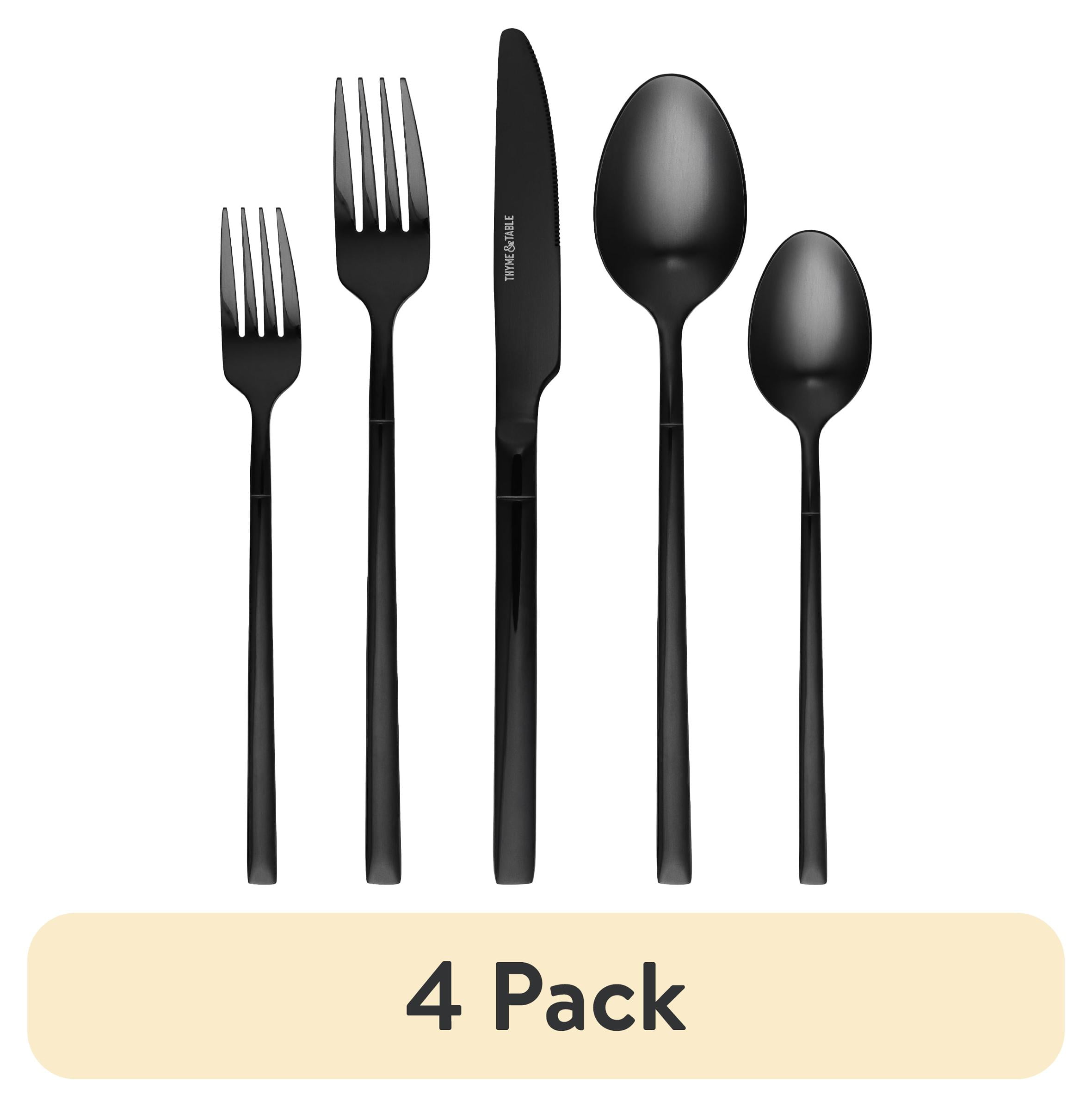 (4 pack) Thyme & Table 20-Piece Stainless Steel Arden Flatware Set, Black (Service for 4)