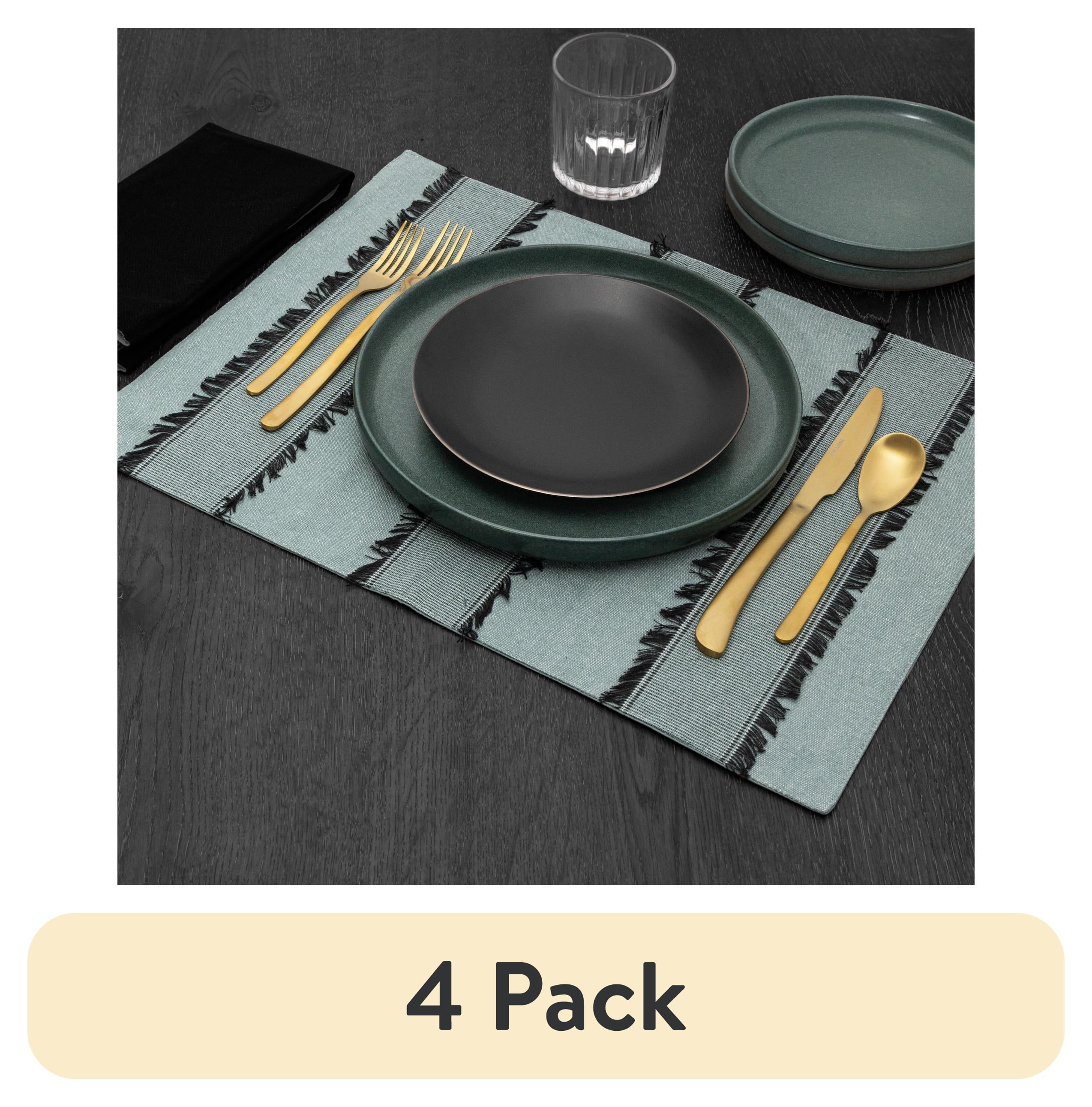 (4 pack) Thyme & Table Green Fringe Placemat