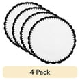 thumbnail image 1 of (4 pack) Thyme & Table Placemat, White Crochet with Black Trim, 15" Round, 1 of 5