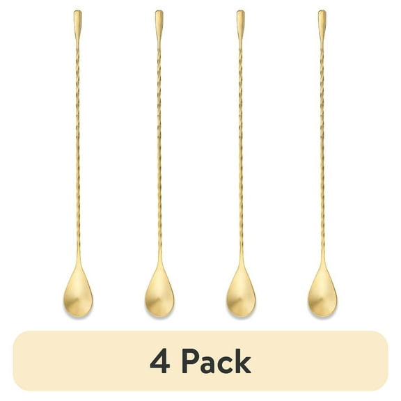 (4 pack) Thyme & Table Stainless Steel Gold Cocktail Stirrer Spoon