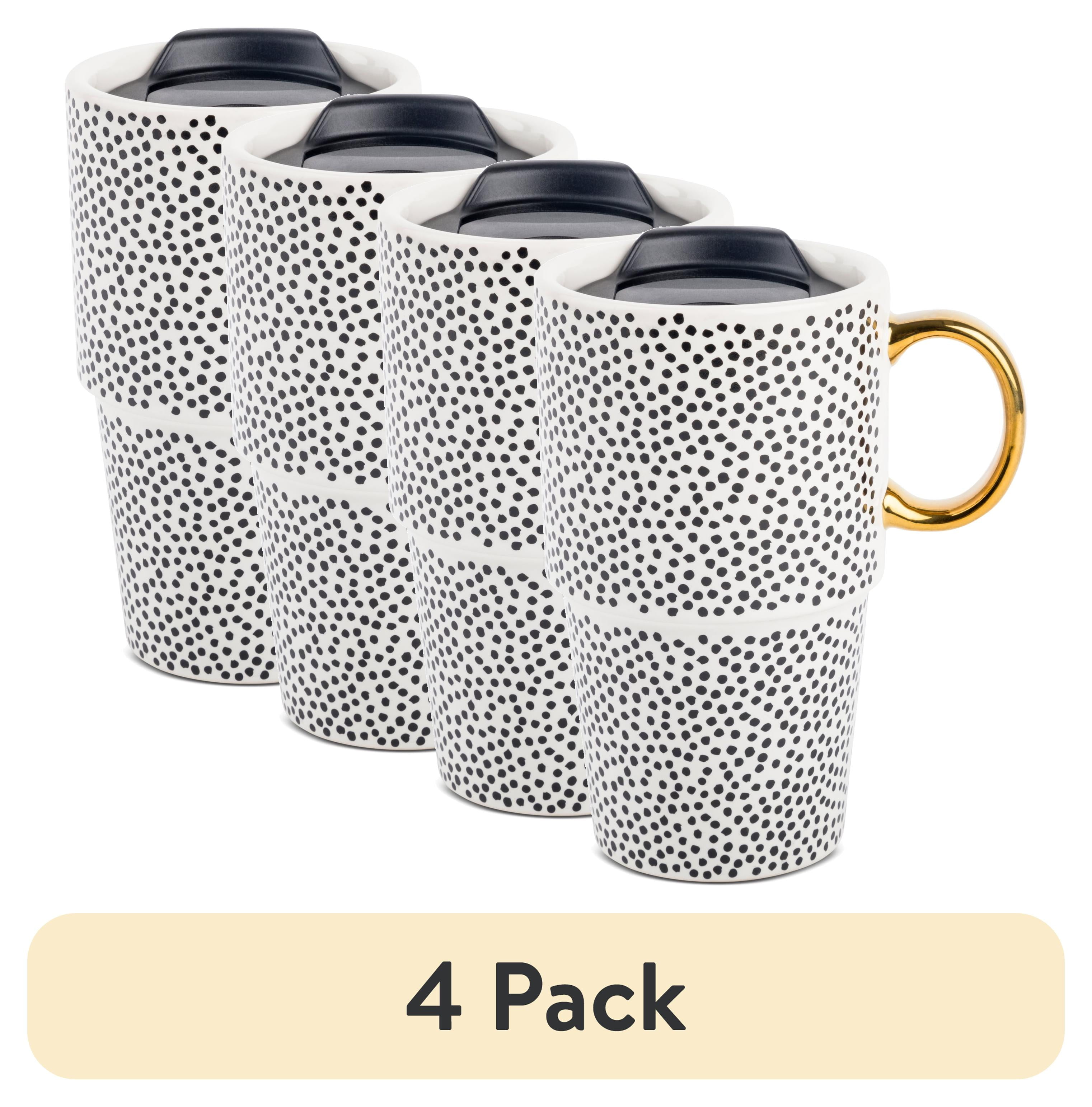 (4 pack) Thyme & Table Stoneware Dot 17oz Travel Mug