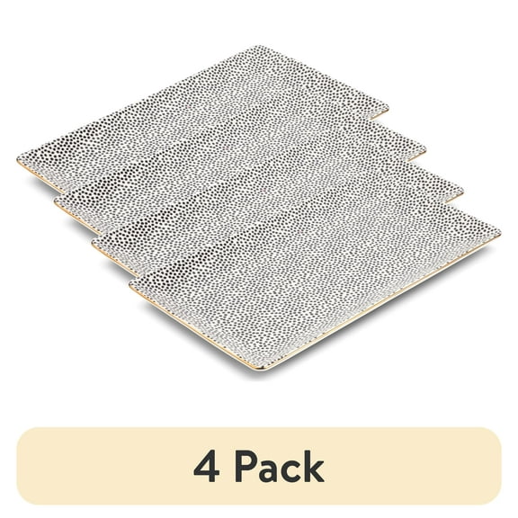 (4 pack) Thyme & Table Stoneware Rectangular Serve Platter, Dot