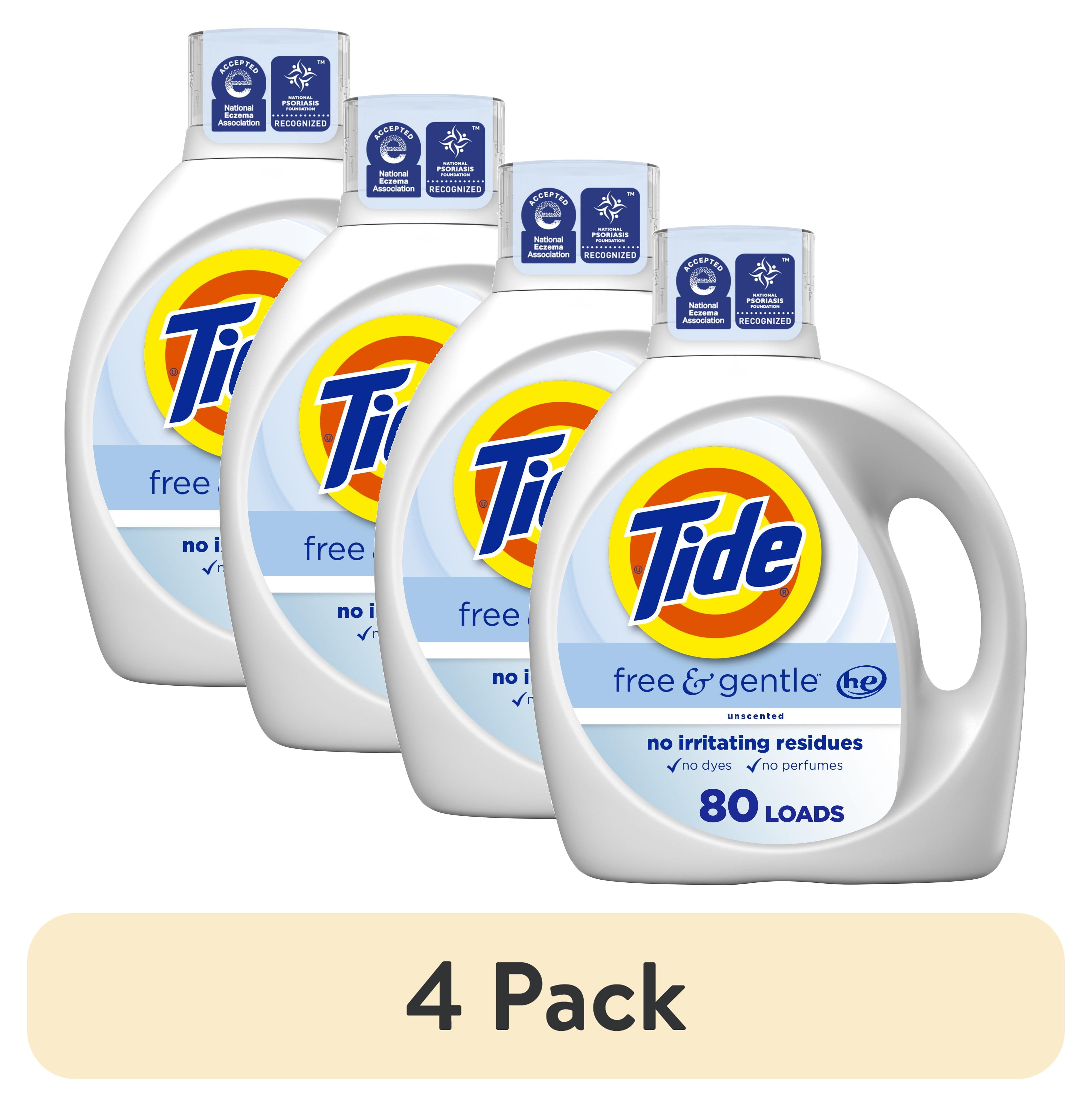 (4 pack) Tide Free & Gentle Laundry Detergent Liquid, 105 fl oz, 80 Loads