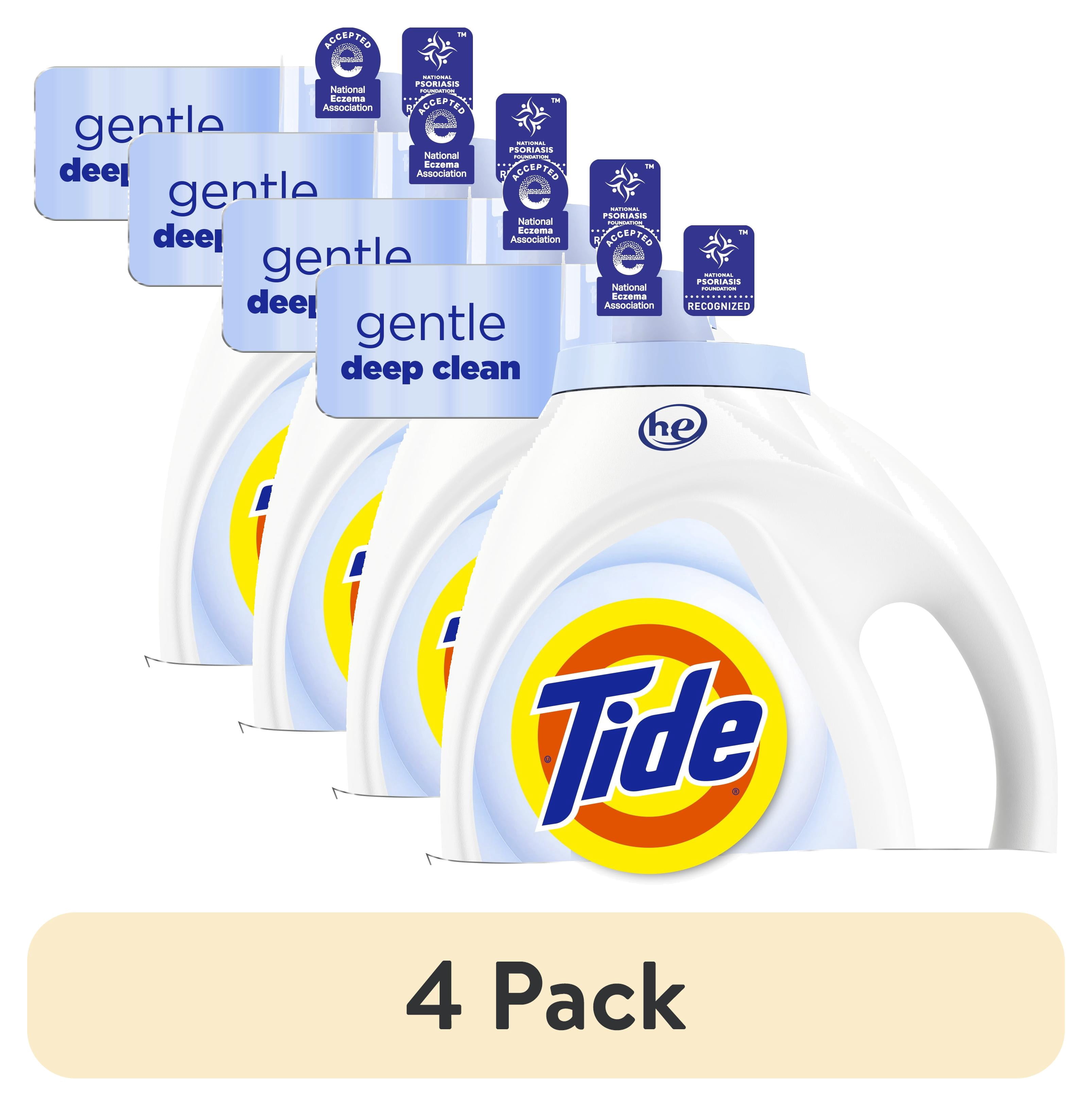 (4 pack) Tide Free & Gentle Laundry Detergent Liquid for Sensitive Skin, Hypoallergenic, Unscented, 105 fl oz, 80 Loads