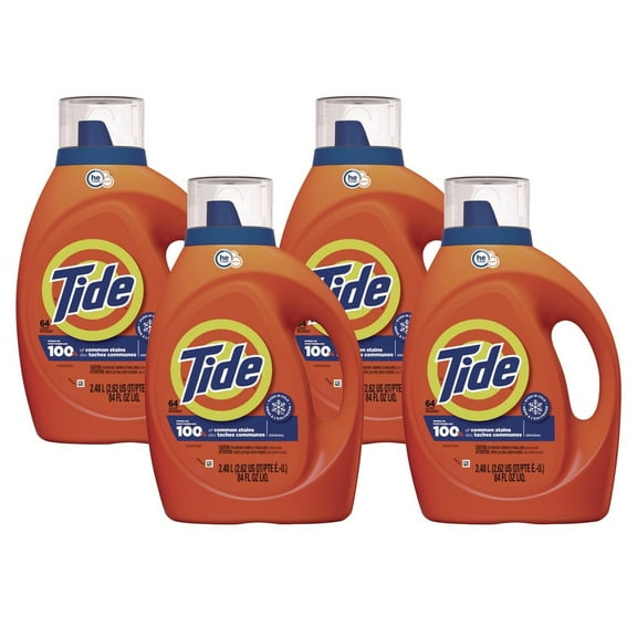 (4 pack) Tide Laundry Detergent Liquid with 6X Boosted Cleaning Power, Original Scent, 80 fl oz, 64 Loads