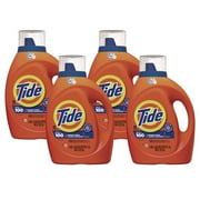 4 pack Tide Laundry Detergent Liquid with 6X Boosted Cleaning Power, Original Scent, 80 fl oz, 64 Loads