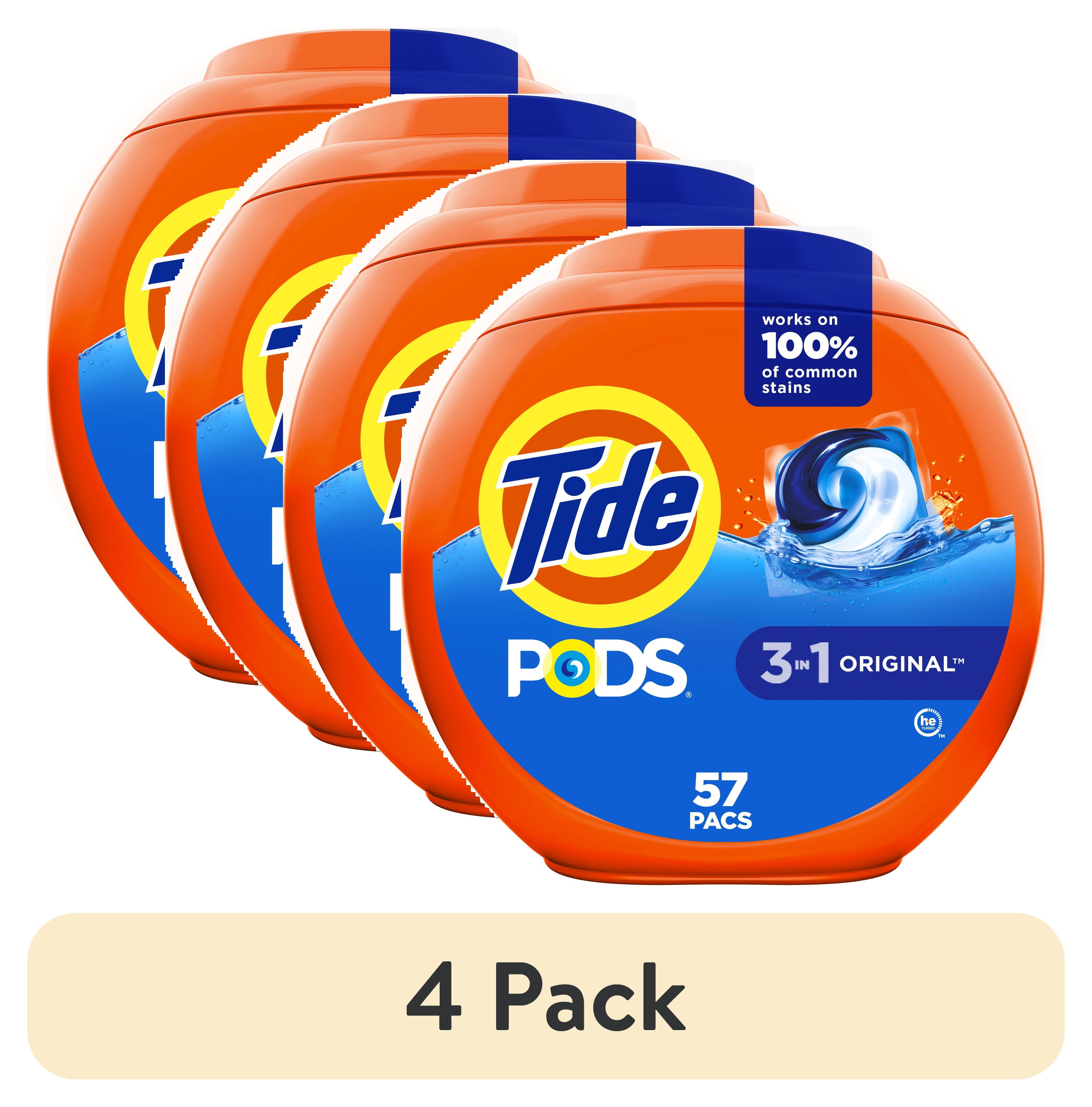(4 pack) Tide PODS Laundry Detergent Soap Pacs, Original Scent, 57 Count