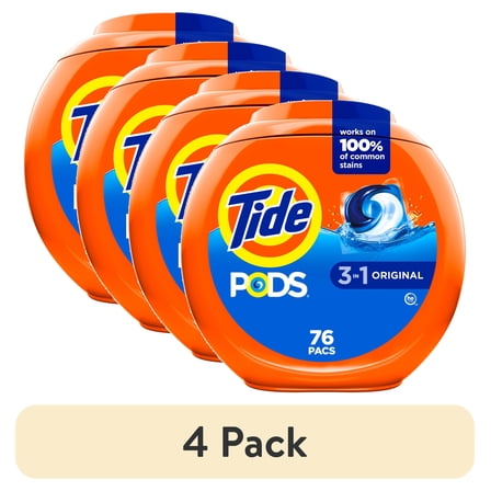 (4 pack) Tide PODS Laundry Detergent Soap Pacs, Original Scent, 76 Count