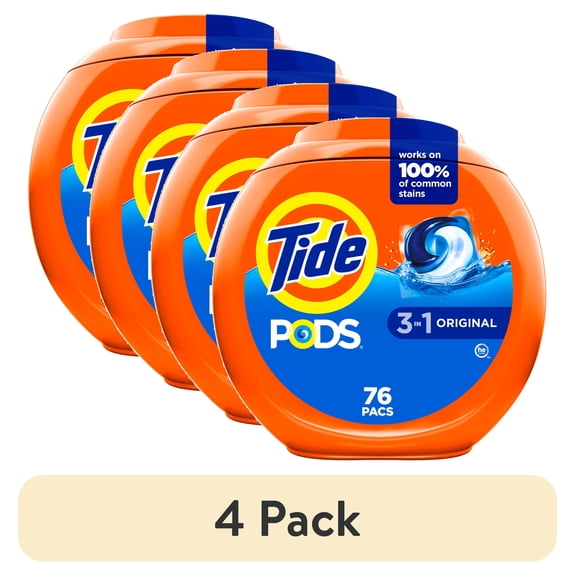 (4 pack) Tide PODS Laundry Detergent Soap Pacs, Original Scent, 76 Count