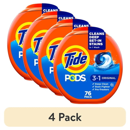 (4 pack) Tide PODS Laundry Detergent Soap Pacs, Original Scent, 76 Count
