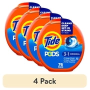 4 pack Tide PODS Laundry Detergent Soap Pacs, Original Scent, 76 Count