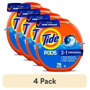 (4 pack) Tide PODS Liquid Laundry Detergent Pacs, Original Scent, 76 Count