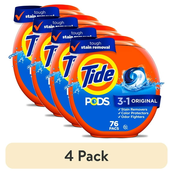 (4 pack) Tide PODS Laundry Detergent Pacs, Original Scent, 76 count