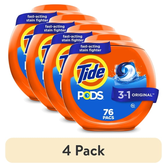 (4 pack) Tide PODS Laundry Detergent Soap Pacs, Original Scent, 76 Count