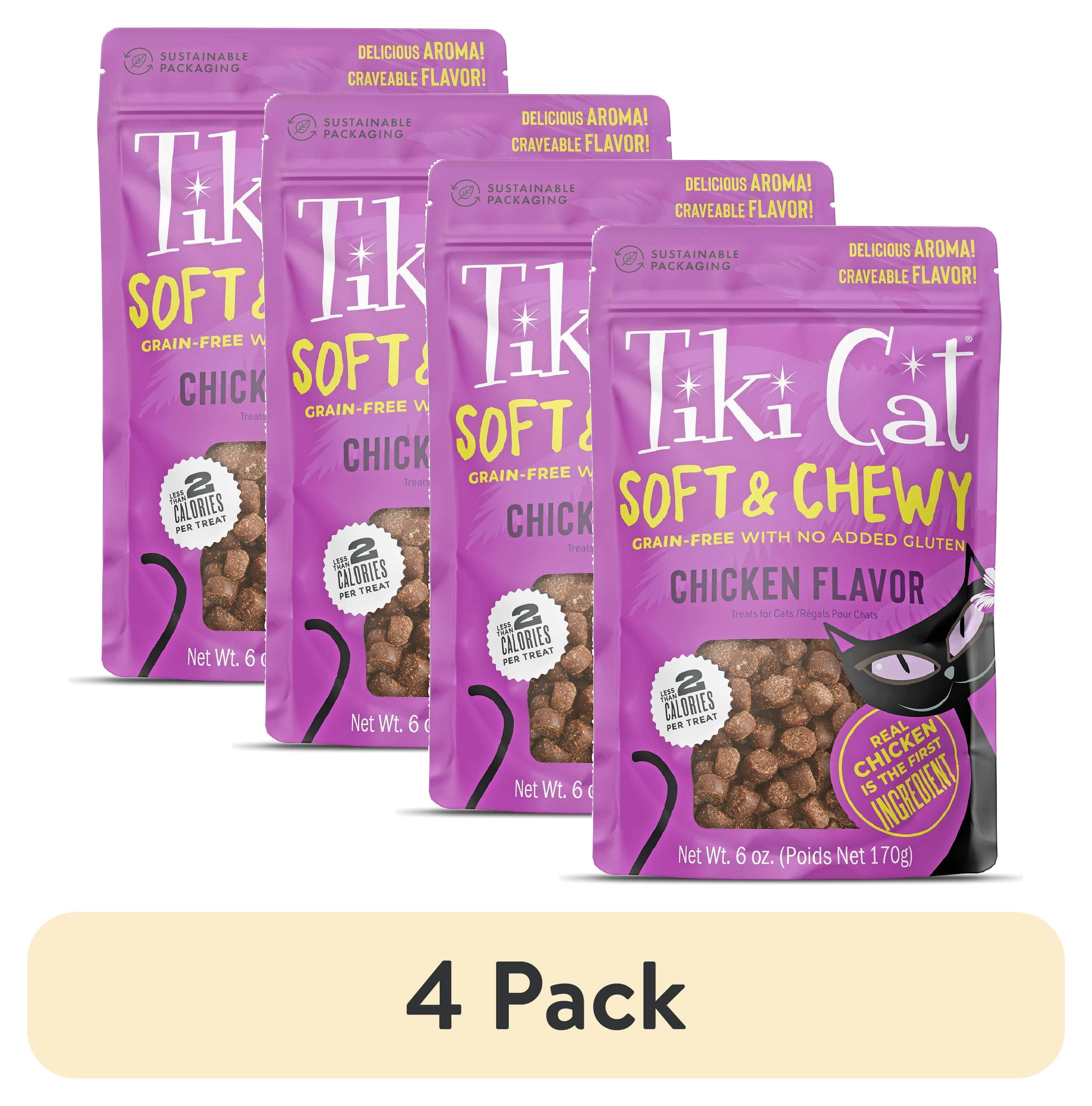(4 pack) Tiki Cat Soft & Chewy Chicken Flavor Treats, 6 oz. Bag