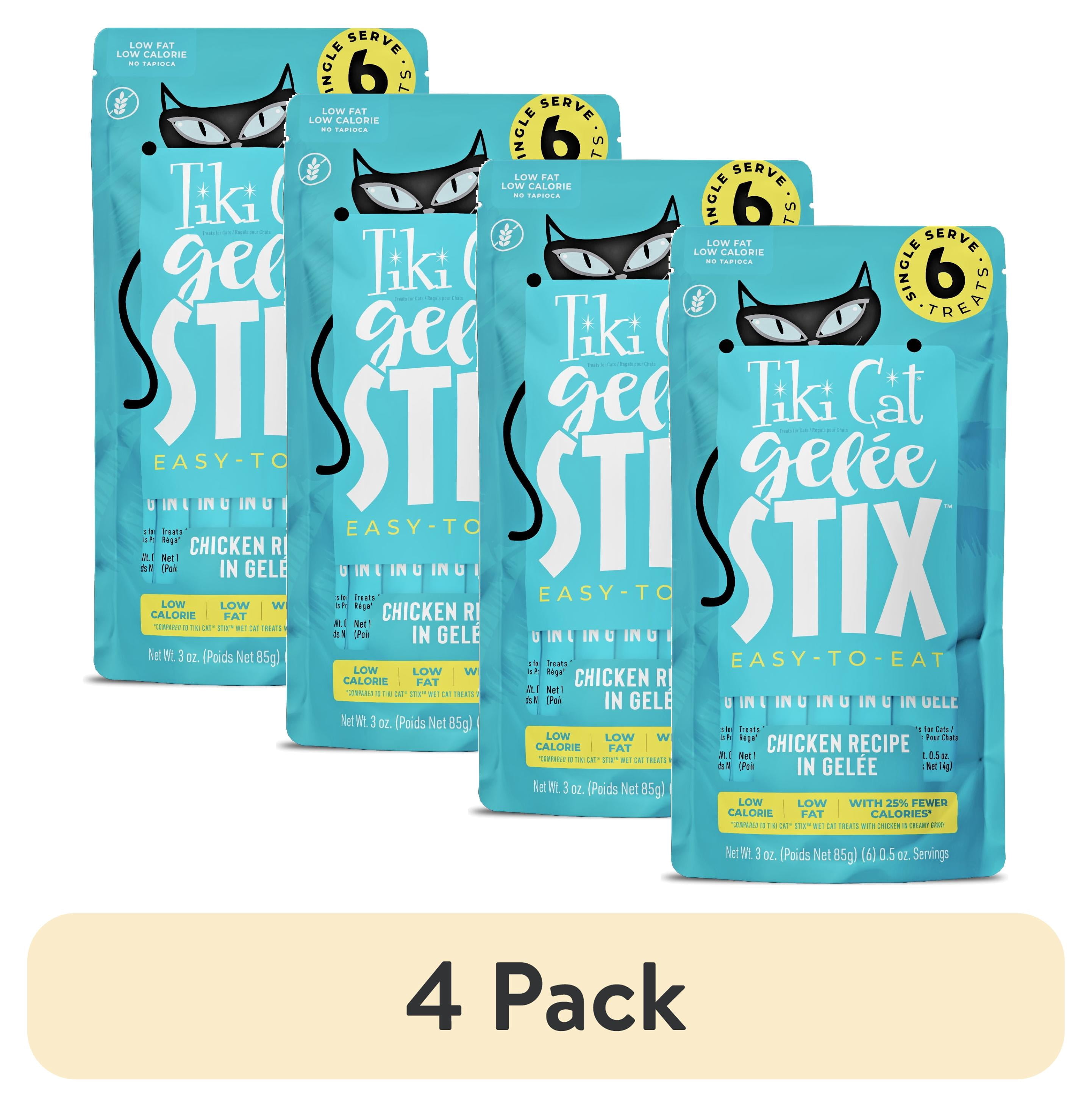 (4 pack) Tiki Cat Stix Gelee Wet Cat Treats, Chicken, 3 oz. Pouch