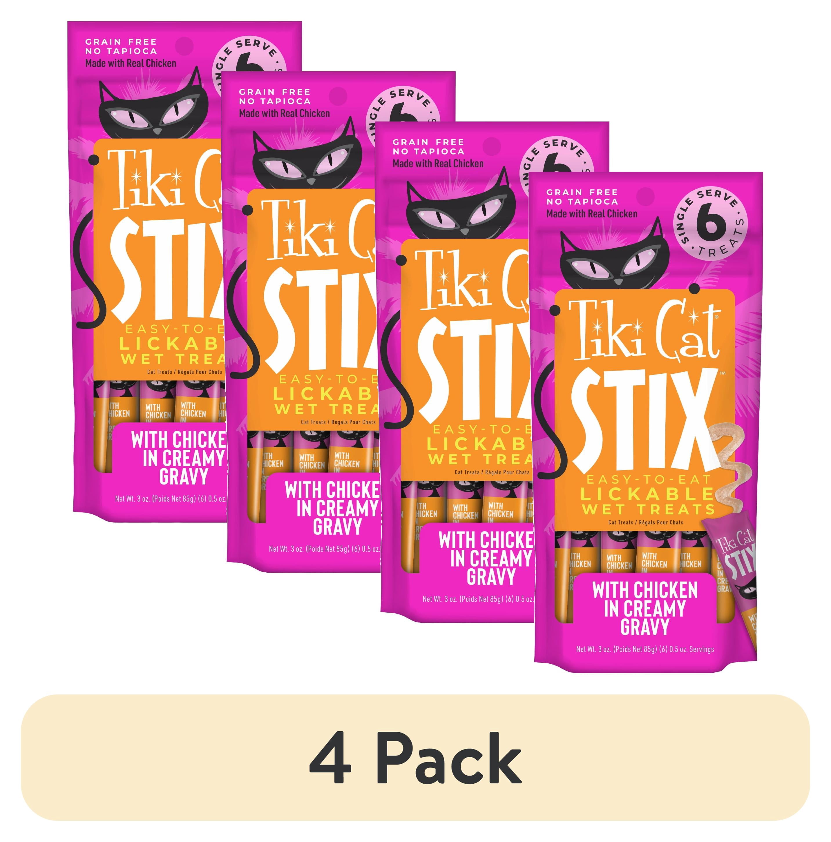 (4 pack) Tiki Cat Stix Wet Cat Treats, Chicken, 3 oz. Pouch