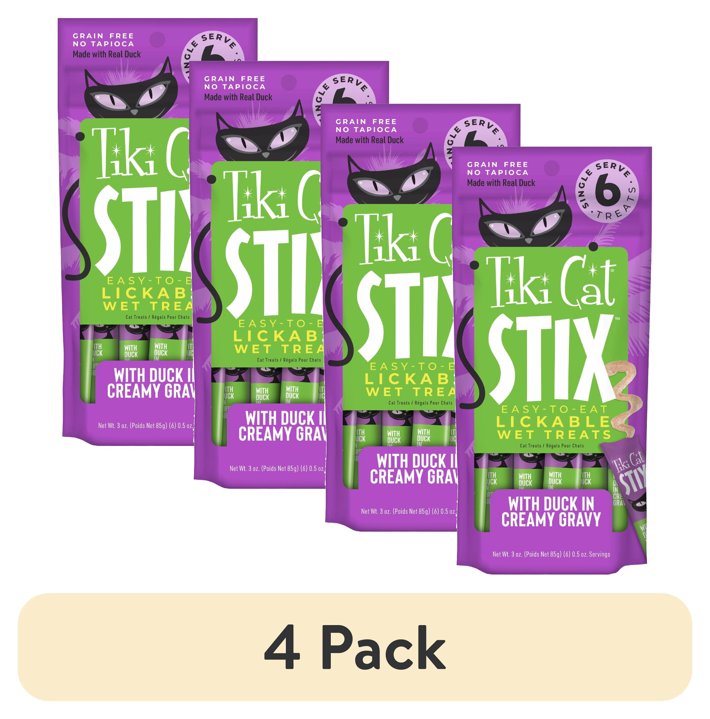 (4 pack) Tiki Cat Stix Wet Cat Treats, Duck, 3 oz. Pouch