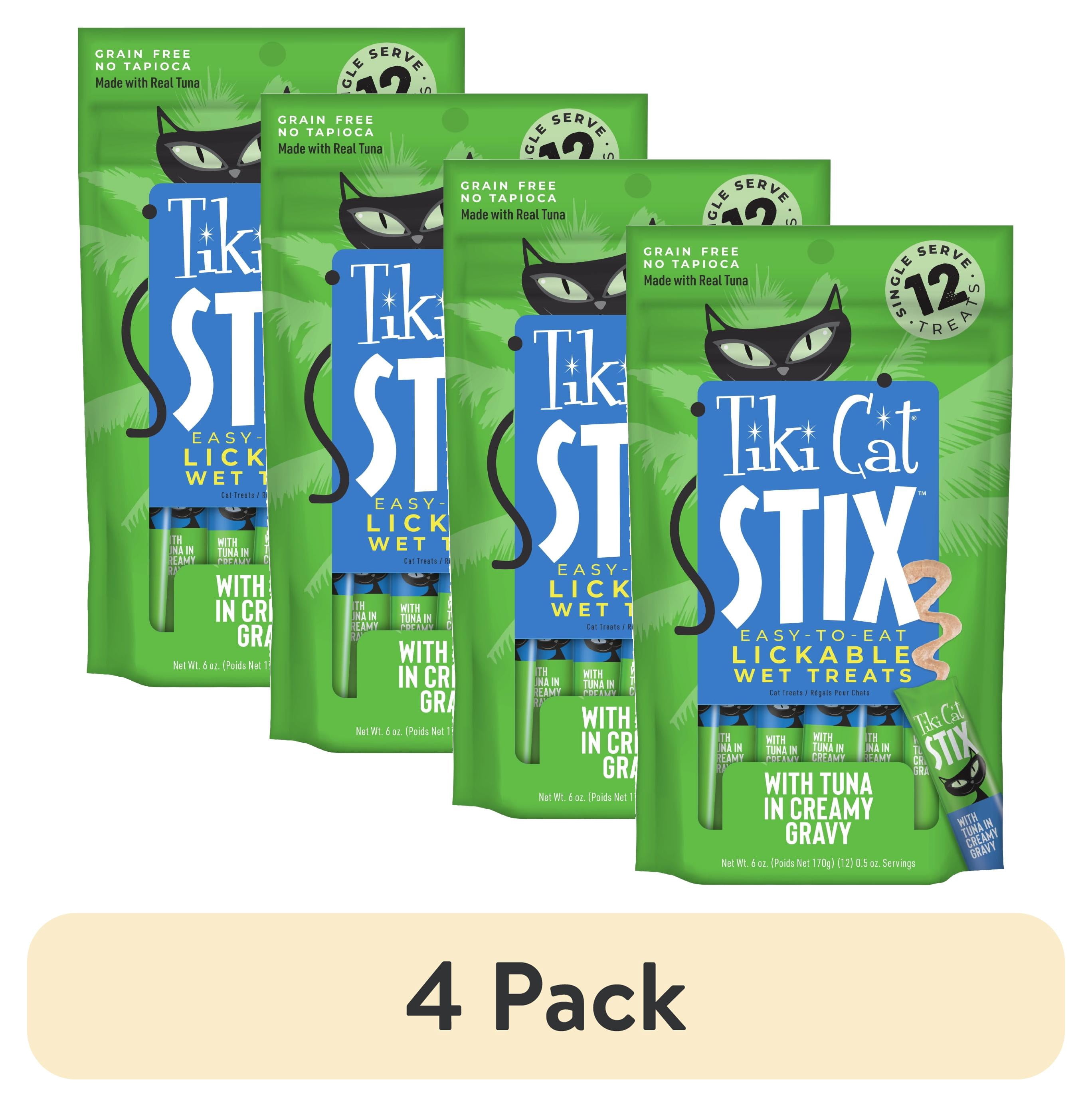 (4 pack) Tiki Cat Stix Wet Cat Treats, Tuna, 6 oz. Pouch