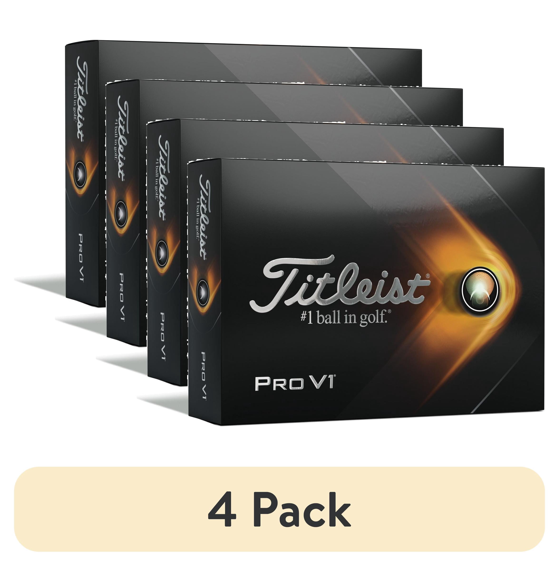 (4 pack) Titleist 2021 Pro V1 Golf Balls, 12 Pack, White