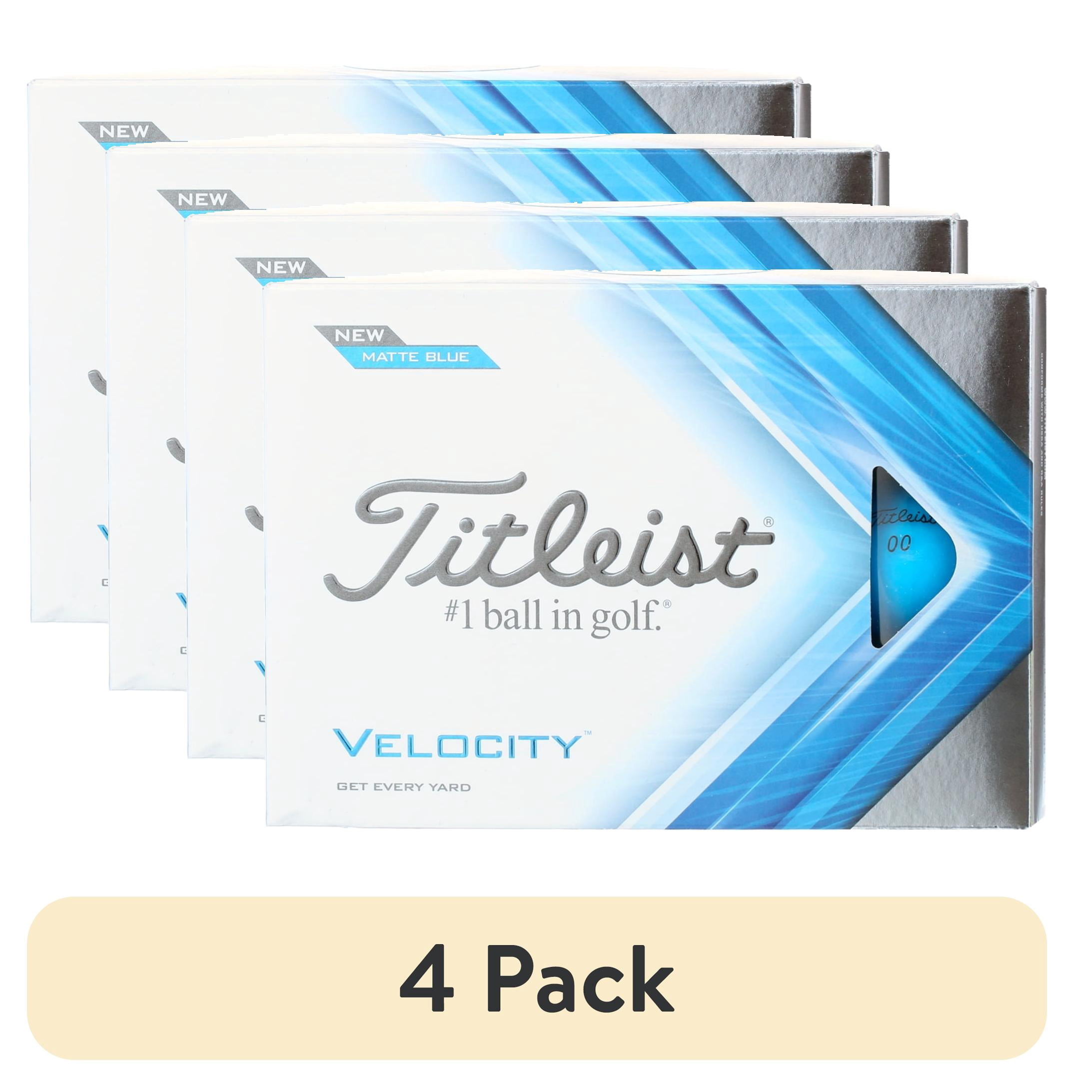 (4 pack) Titleist Velocity Golf Balls, 12pk, Matte Blue