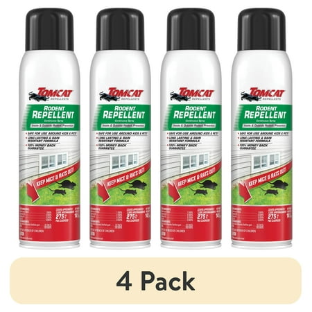 (4 pack) Tomcat Rodent Repellent Spray for Mouse and Rat Prevention, 14 oz.