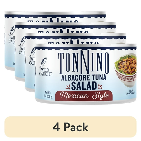 (4 pack) Tonnino Premium Albacore Tuna Salad Mexican Style with Beans, Peppers, and Sweet Corn, 8oz can, Gluten free