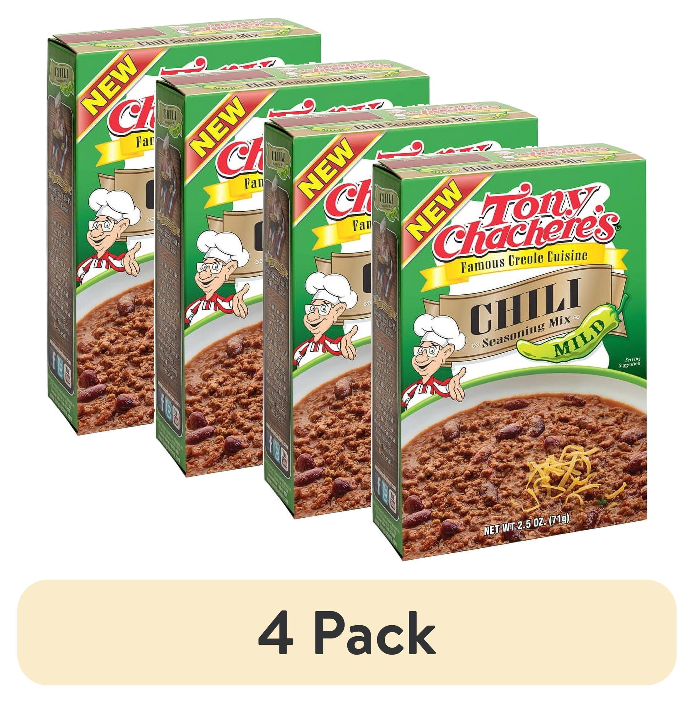 (4 pack) Tony Chachere's, Chili Mix, Mild, Cajun, 2.5 oz - Walmart.com