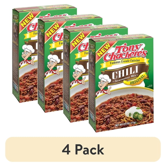 (4 pack) Tony Chachere's, Chili Mix, Original, Cajun, 2.5 oz