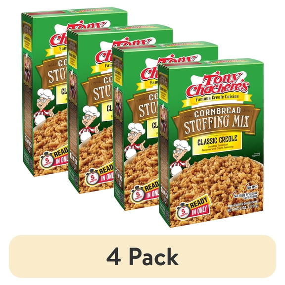 (4 pack) Tony Chachere's, Cornbread Stuffing Mix, Classic, Cajun, 6 oz, Shelf Stable