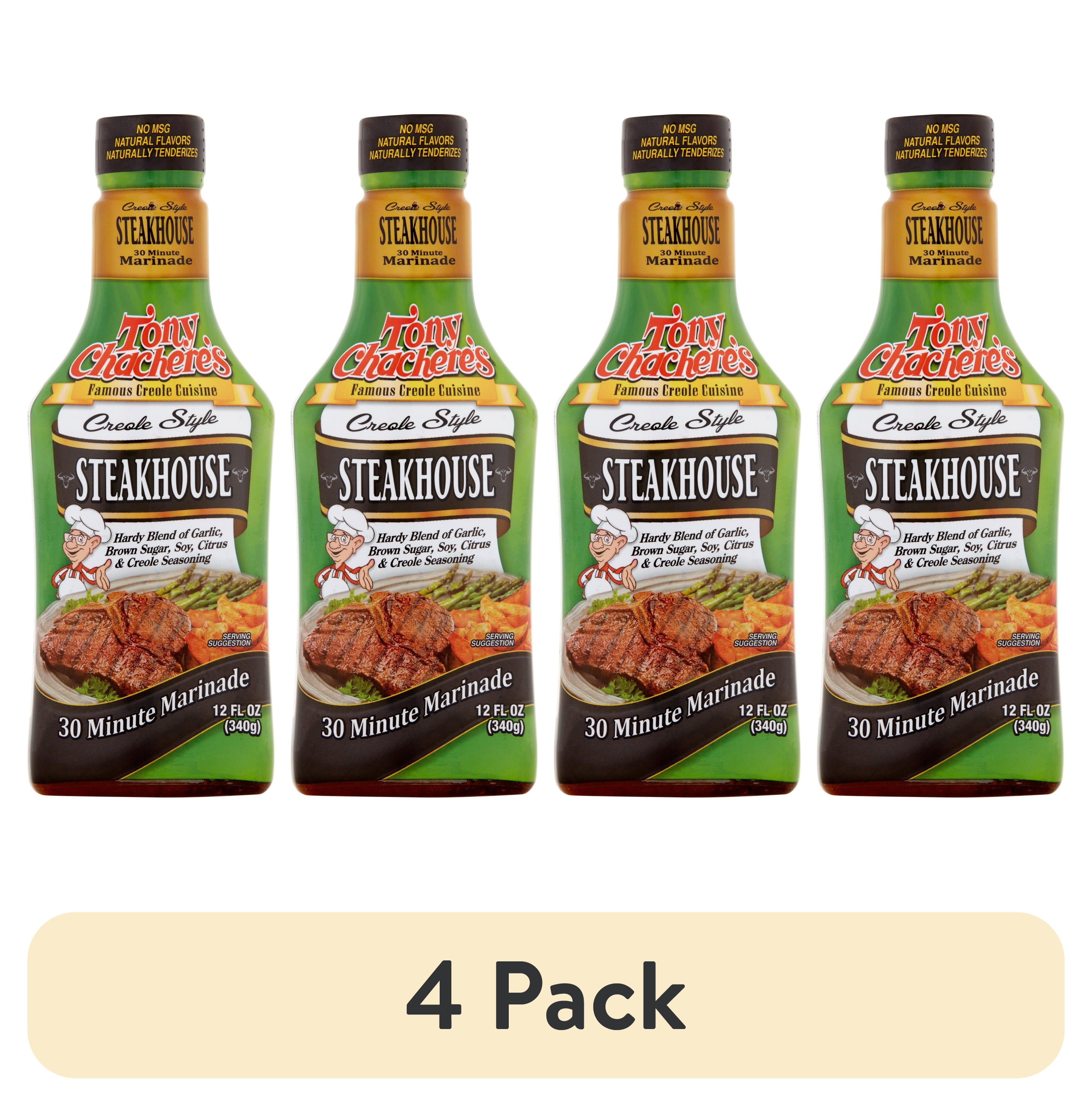 (4 pack) Tony Chacheres, Marinade, Steakhouse, Cajun, Pourable, 12 fl oz
