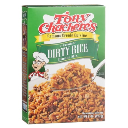 (4 pack) Tony Chachere’s, Rice, Dinner Mix, Cajun, Dirty Rice, 8 oz, Shelf-Stable