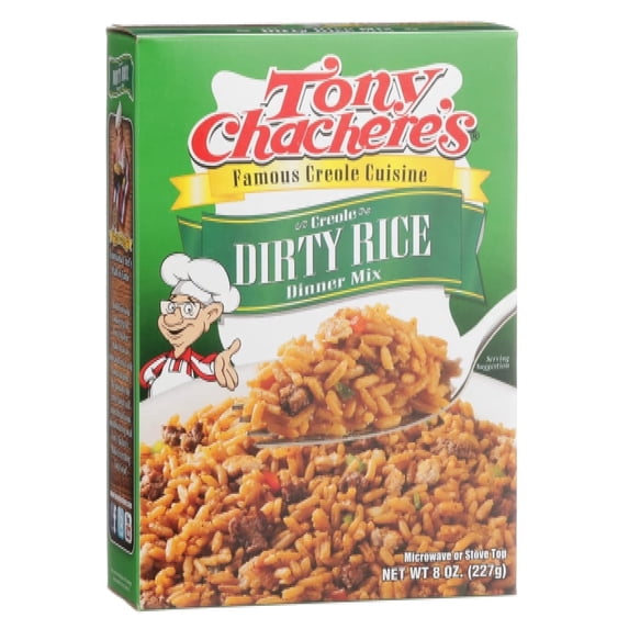 (4 pack) Tony Chachere’s, Rice, Dinner Mix, Cajun, Dirty Rice, 8 oz, Shelf-Stable