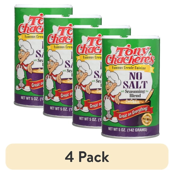(4 pack) Tony Chachere’s, Seasoning, Cajun, No Salt, 5 oz